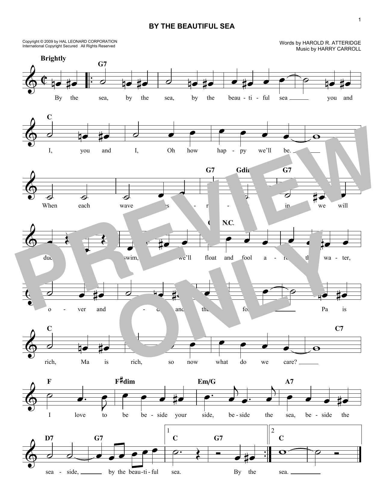 Download Harry Carroll By The Beautiful Sea Sheet Music