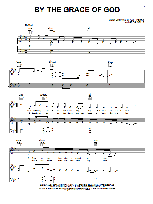 Download Katy Perry By The Grace Of God Sheet Music