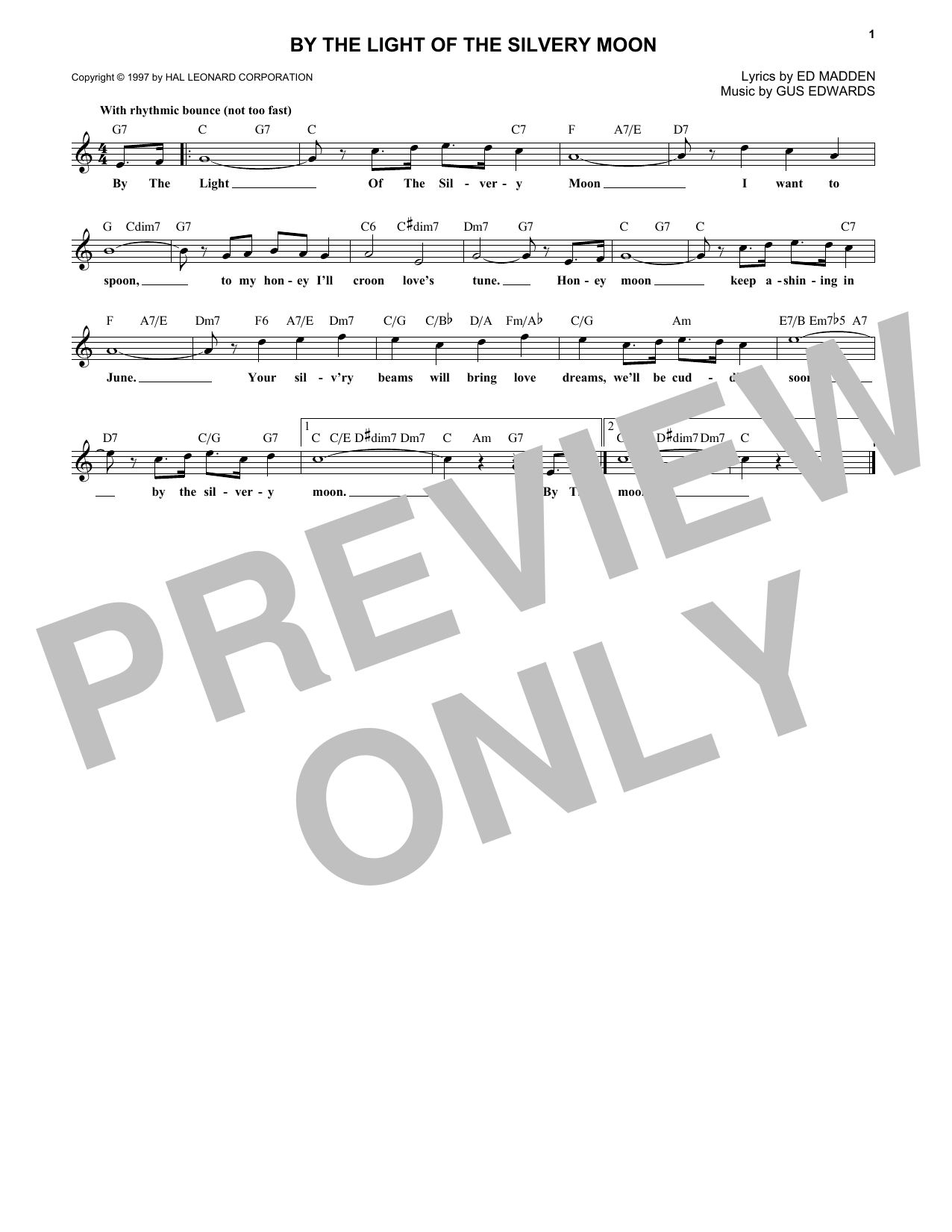 Download Gus Edwards By The Light Of The Silvery Moon Sheet Music