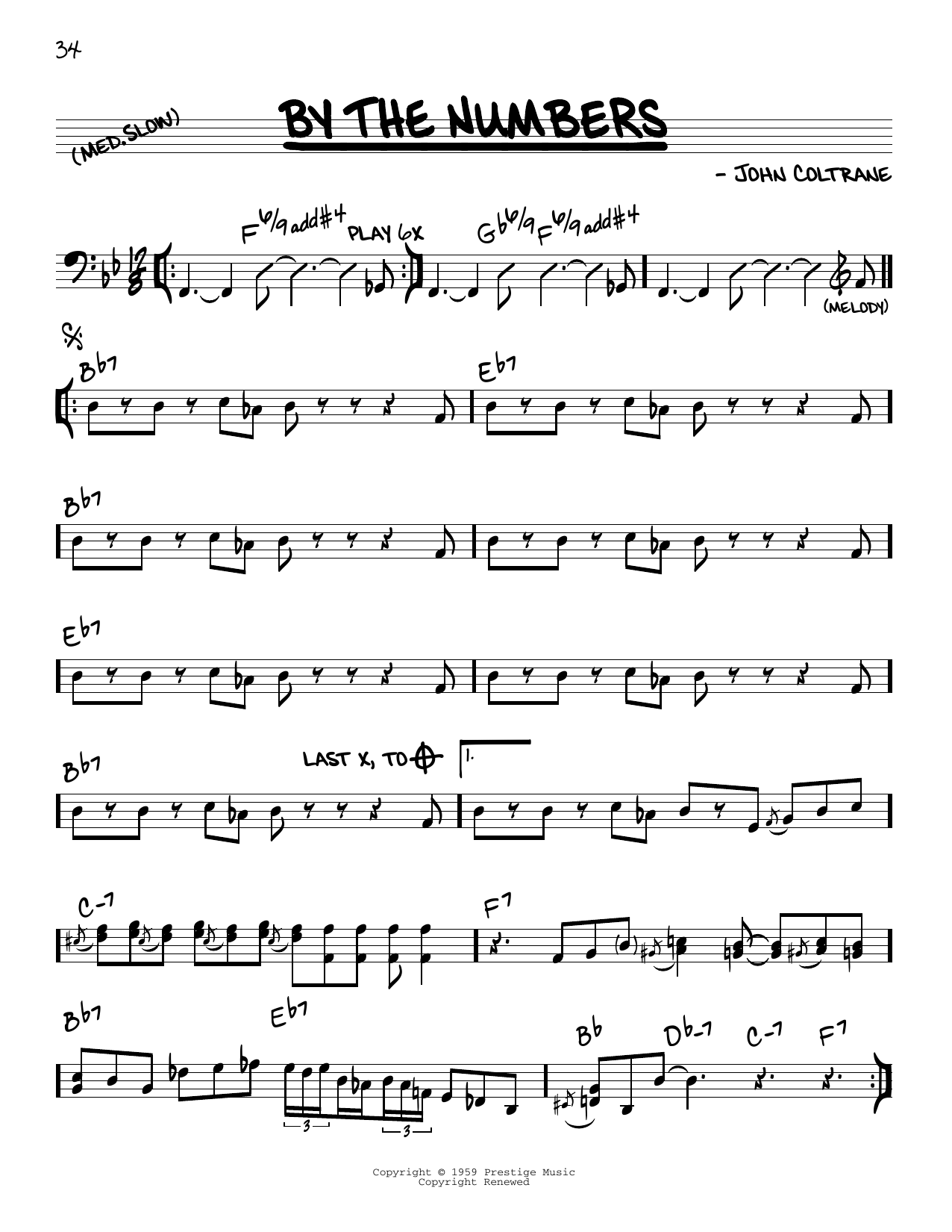Download John Coltrane By The Numbers Sheet Music