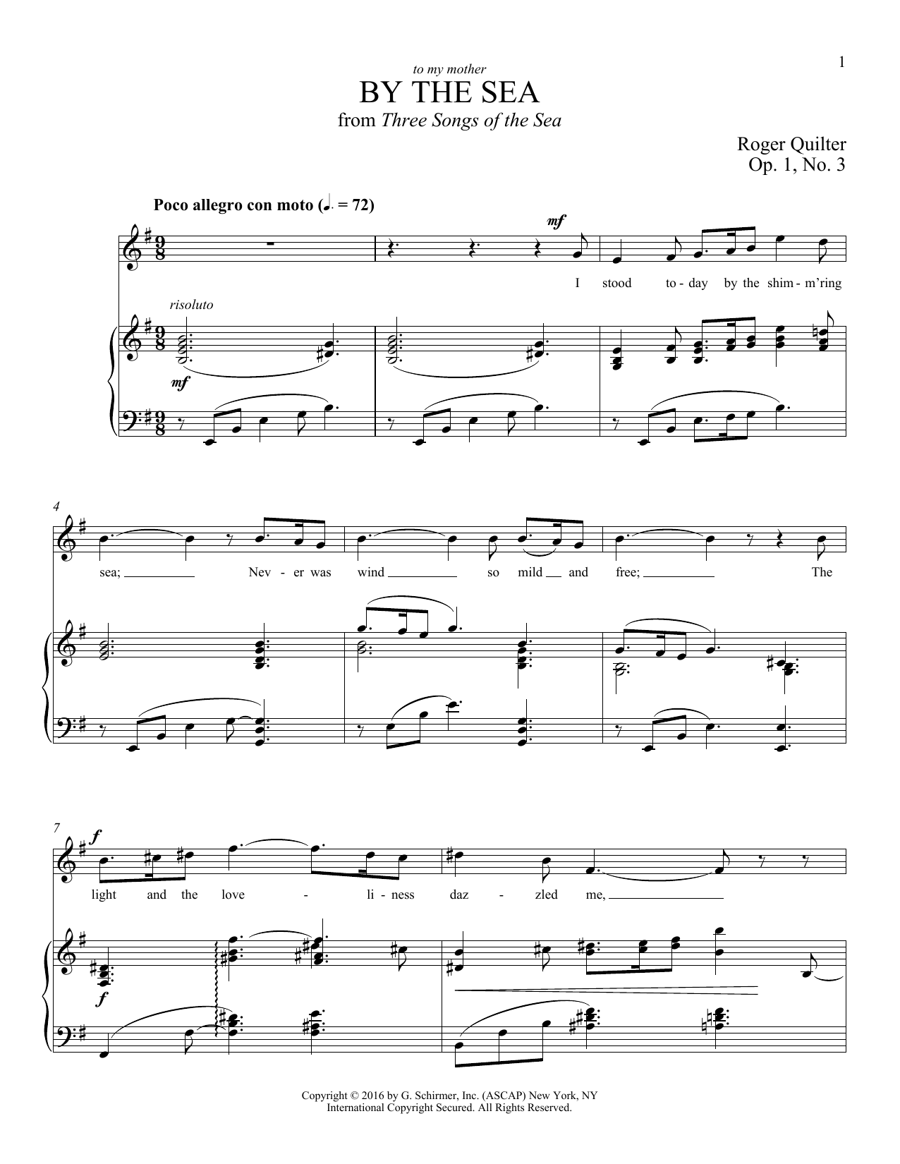 Download Roger Quilter By The Sea Sheet Music