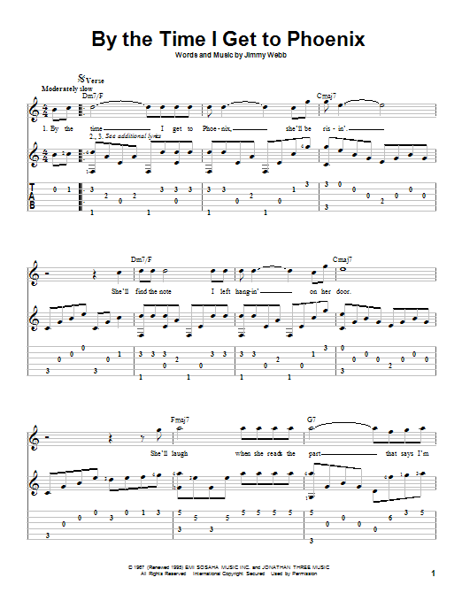 Download Glen Campbell By The Time I Get To Phoenix Sheet Music