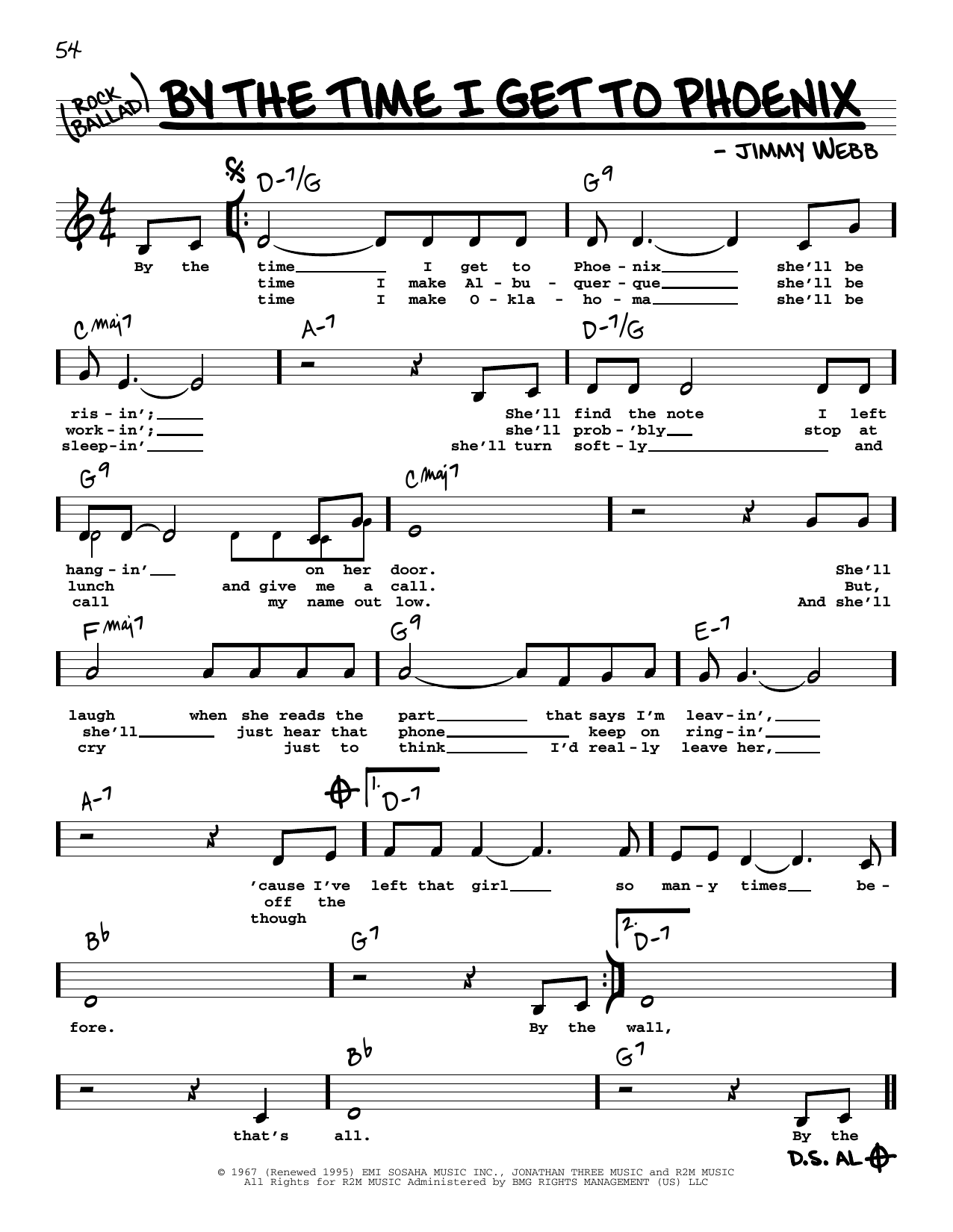 Download Glen Campbell By The Time I Get To Phoenix (Low Voice Sheet Music