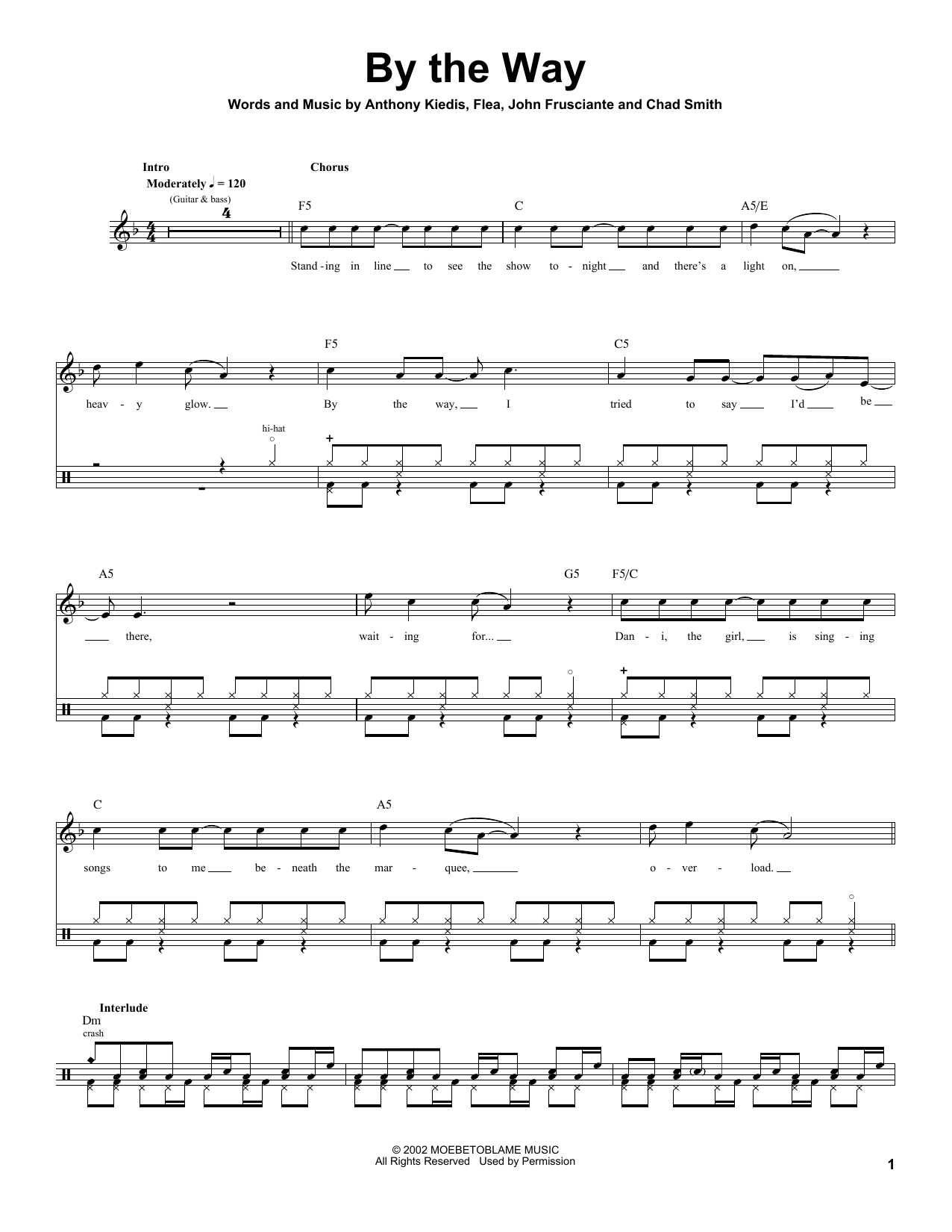 Download Red Hot Chili Peppers By The Way Sheet Music