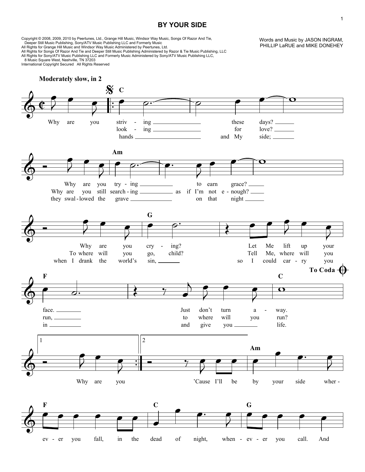 Download Tenth Avenue North By Your Side Sheet Music