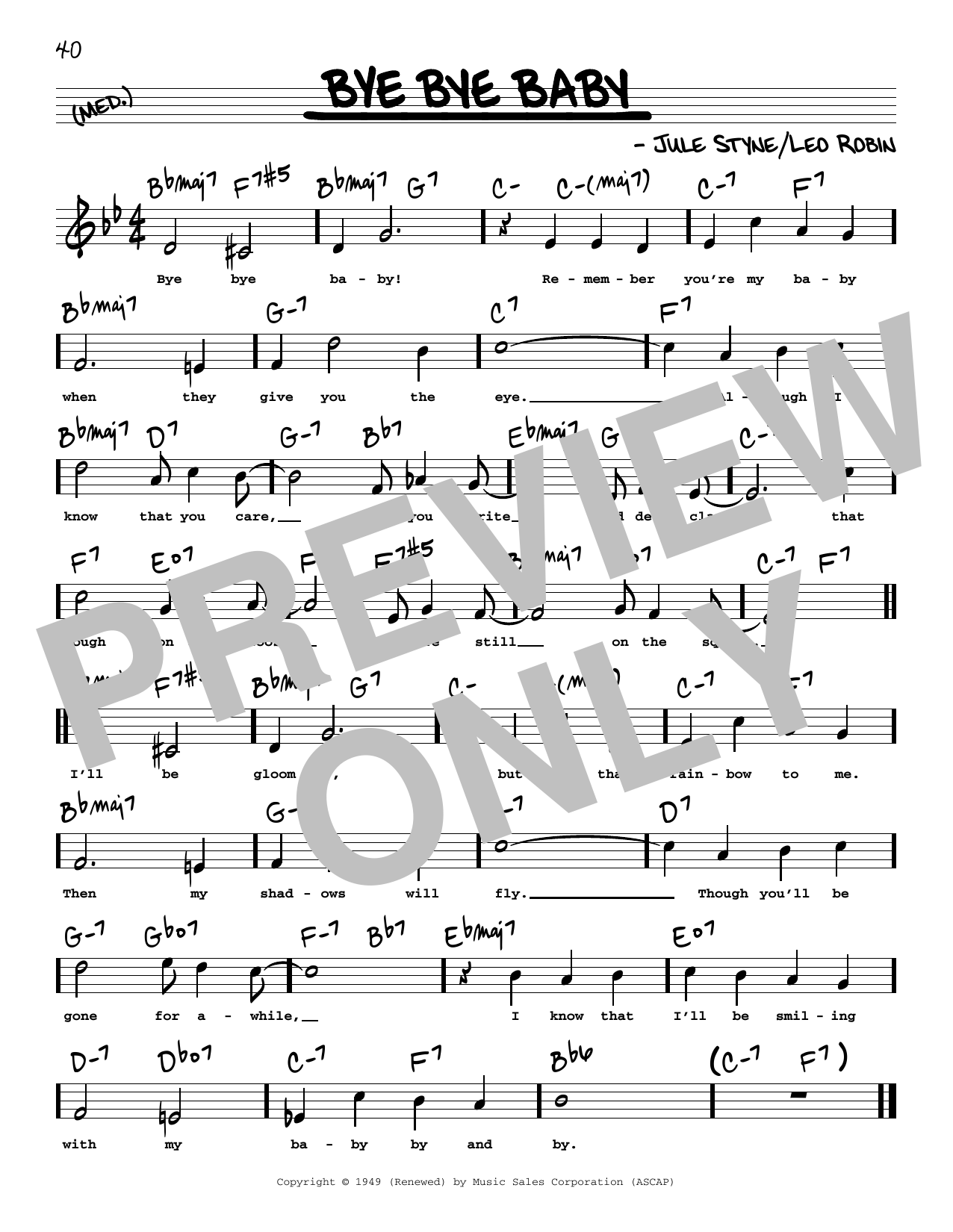 Download Jule Styne and Leo Robin Bye Bye Baby (High Voice) (from Gentlem Sheet Music