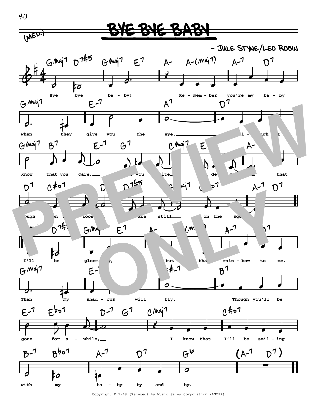 Leo Robin Bye Bye Baby (Low Voice) sheet music notes printable PDF score