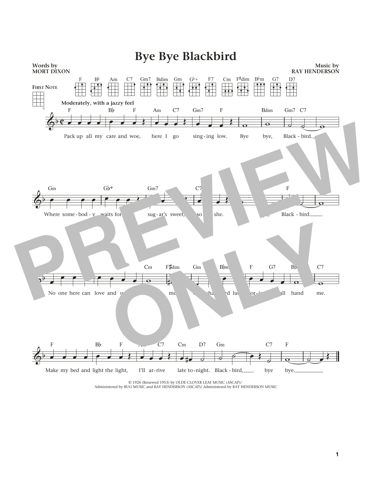 Download Ray Henderson Bye Bye Blackbird (from The Daily Ukule Sheet Music