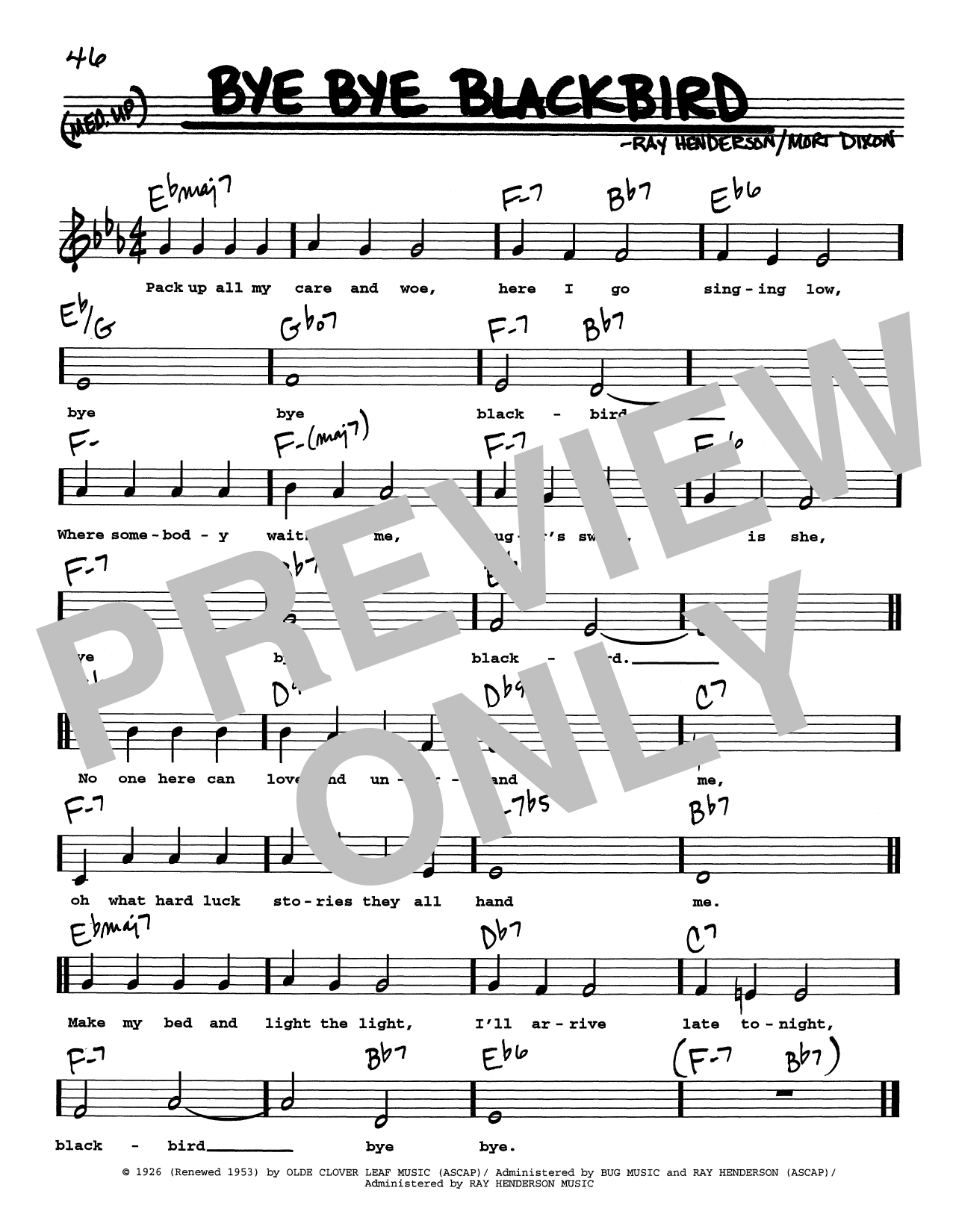 Ray Henderson Bye Bye Blackbird (Low Voice) sheet music notes printable PDF score