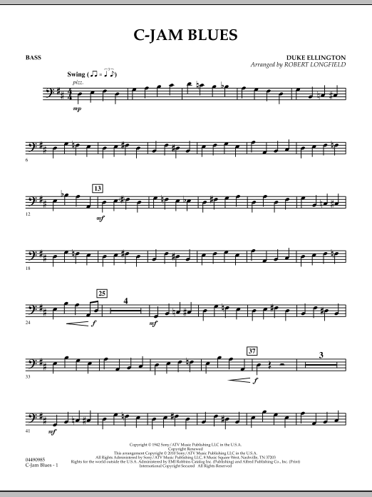 Download Robert Longfield C-Jam Blues - String Bass Sheet Music