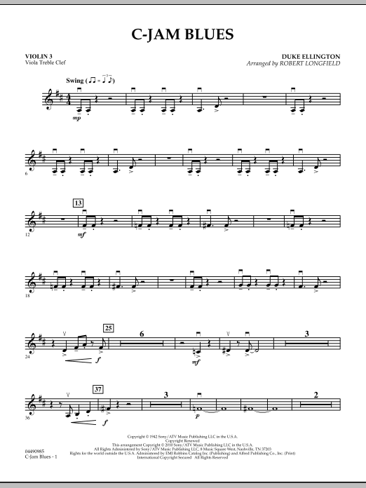 Download Robert Longfield C-Jam Blues - Violin 3 (Viola Treble Cl Sheet Music
