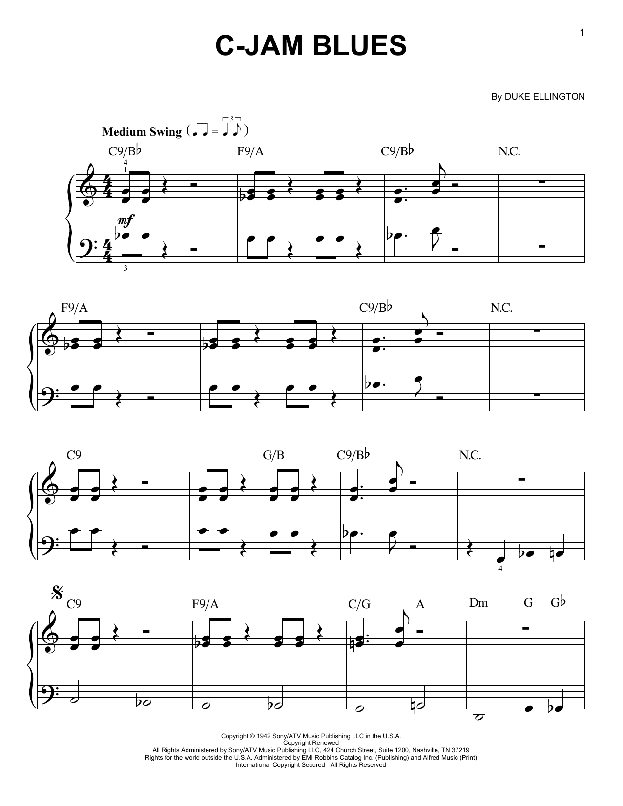 Download Duke Ellington C-Jam Blues Sheet Music
