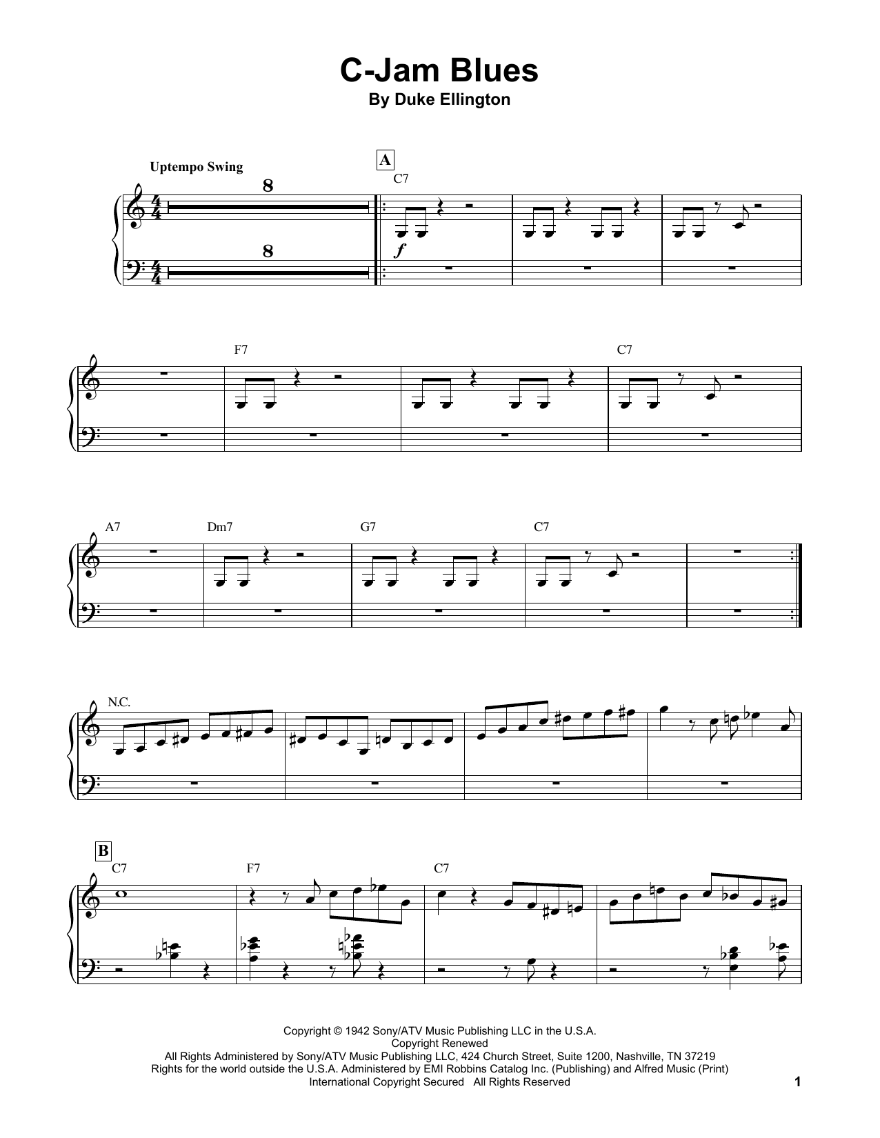 Download Oscar Peterson C-Jam Blues Sheet Music