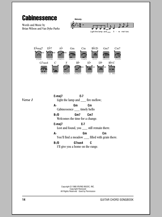 Download The Beach Boys Cabinessence Sheet Music