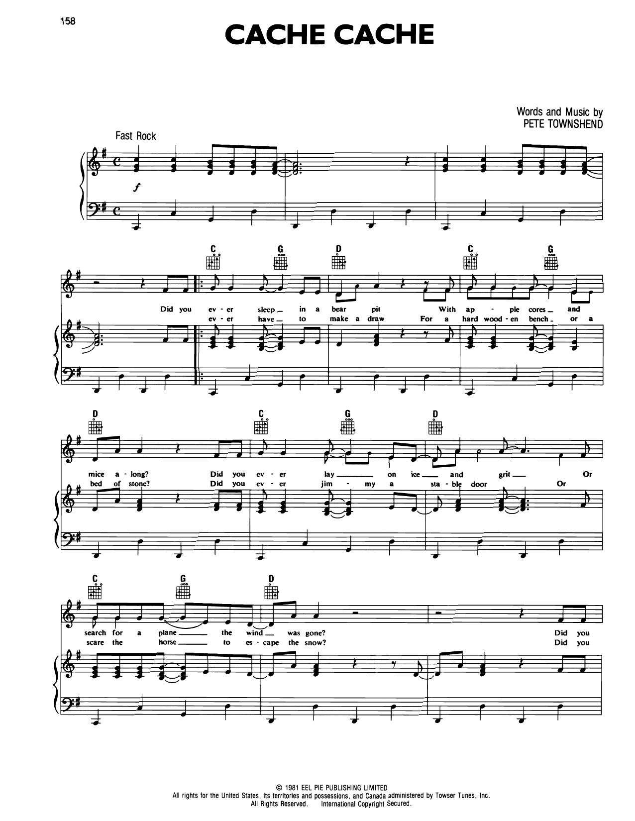 Download The Who Cache Cache Sheet Music