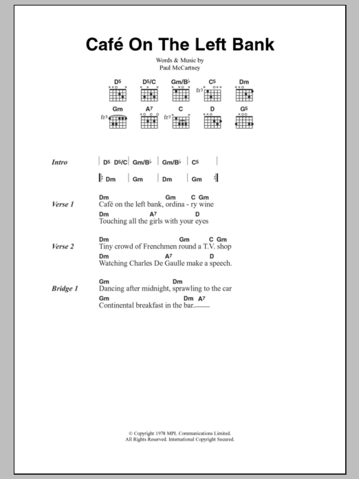 Download Paul McCartney Cafe On The Left Bank Sheet Music