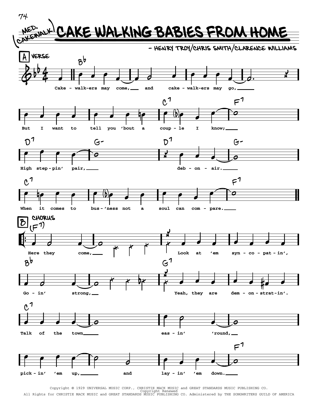 Download Clarence Williams' Blue Five Cake Walking Babies From Home (arr. Rob Sheet Music