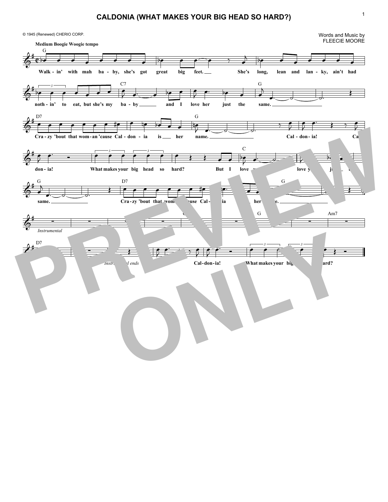 Download Woody Herman & His Orchestra Caldonia (What Makes Your Big Head So H Sheet Music