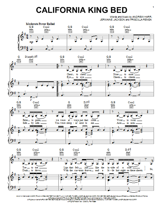 Rihanna California King Bed sheet music notes printable PDF score