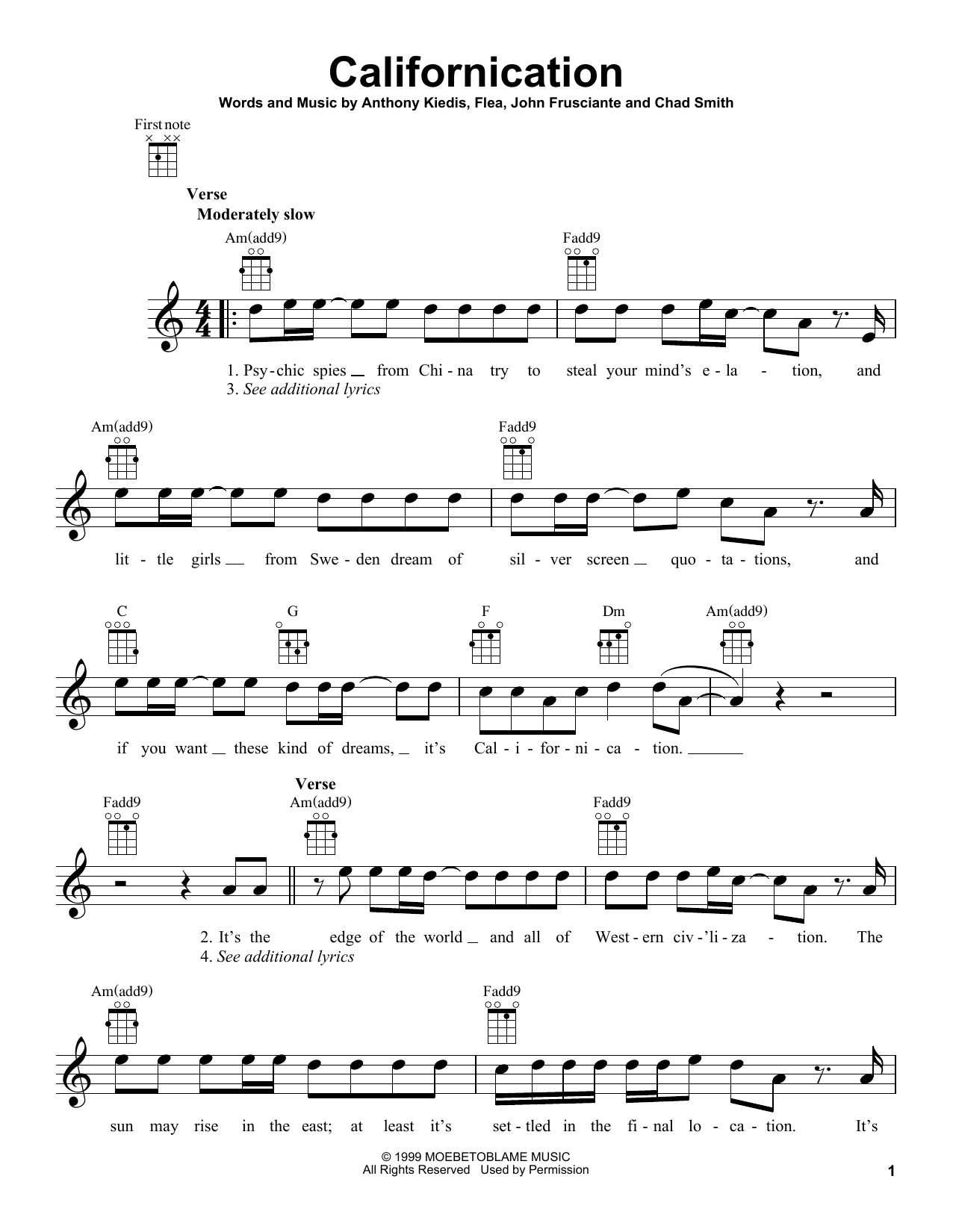 Download Red Hot Chili Peppers Californication Sheet Music