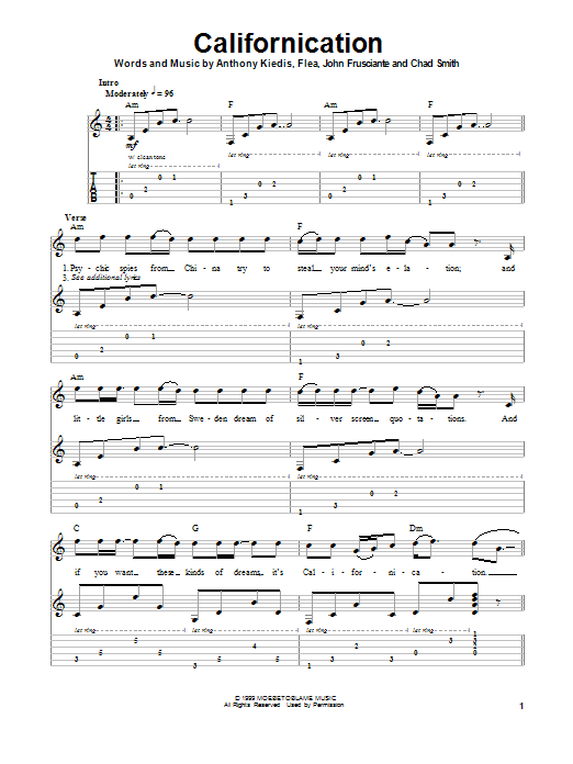 Download Red Hot Chili Peppers Californication Sheet Music