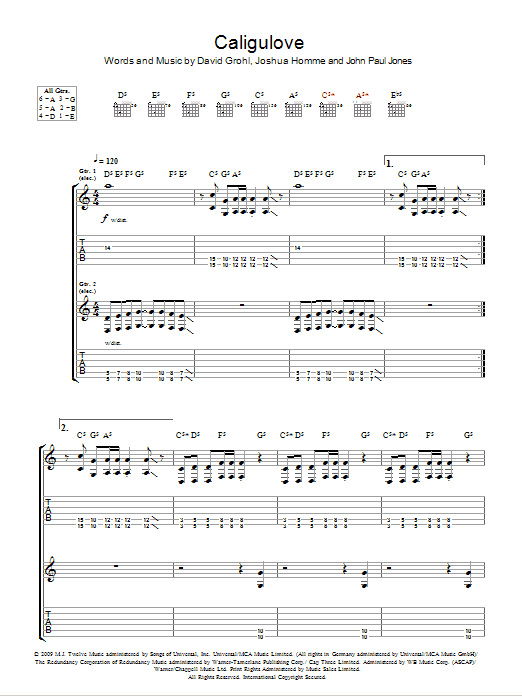 Download Them Crooked Vultures Caligulove Sheet Music
