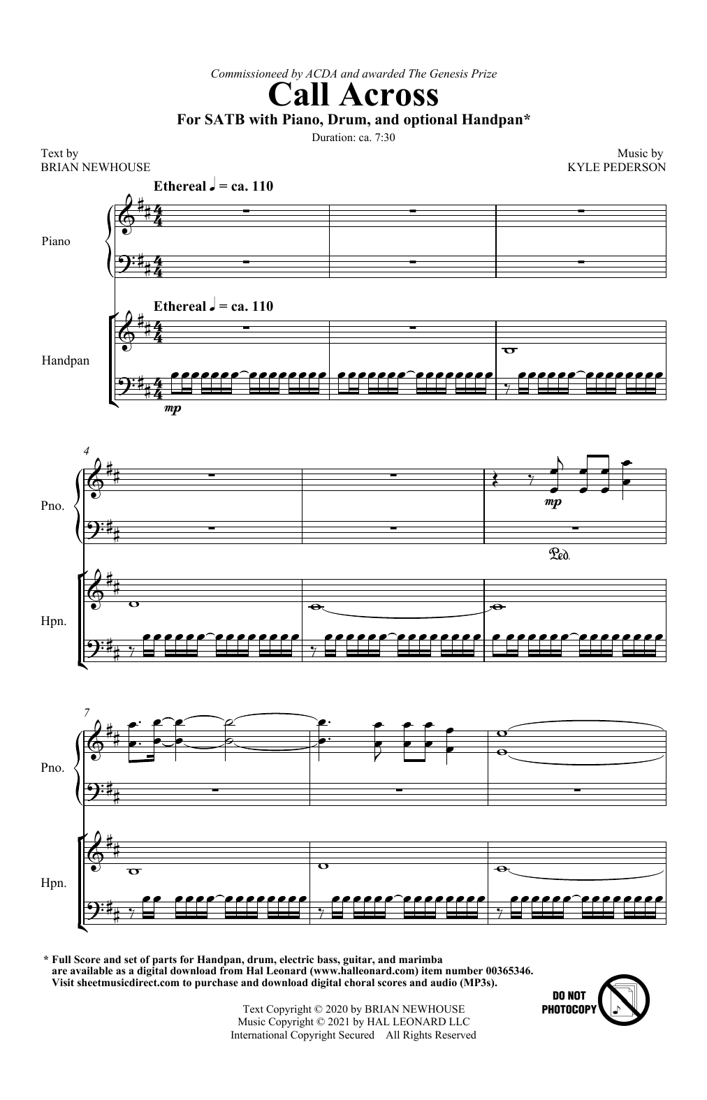 Download Brian Newhouse and Kyle Pederson Call Across Sheet Music