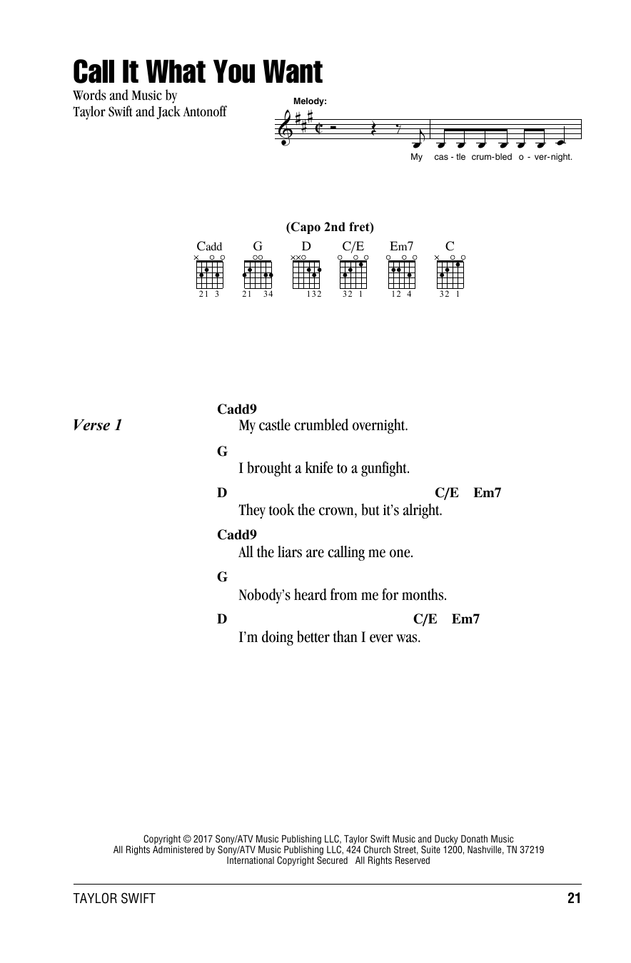 Download Taylor Swift Call It What You Want Sheet Music
