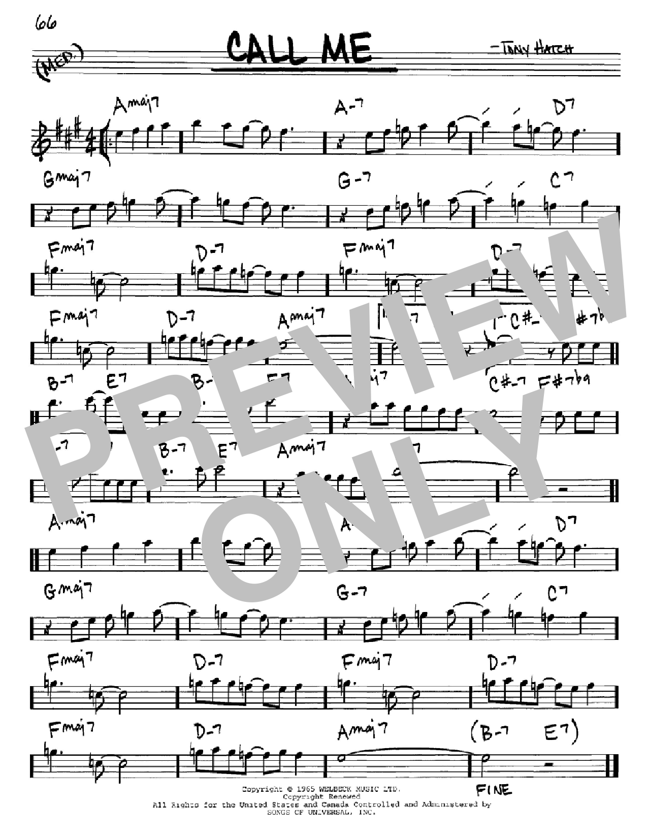 Download Tony Hatch Call Me Sheet Music