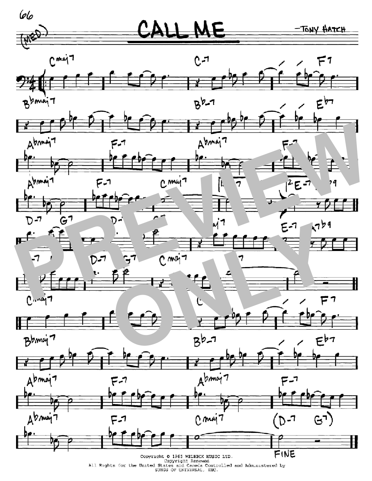 Download Tony Hatch Call Me Sheet Music