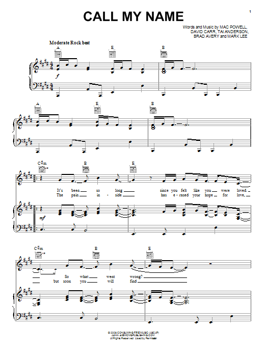Download Third Day Call My Name Sheet Music