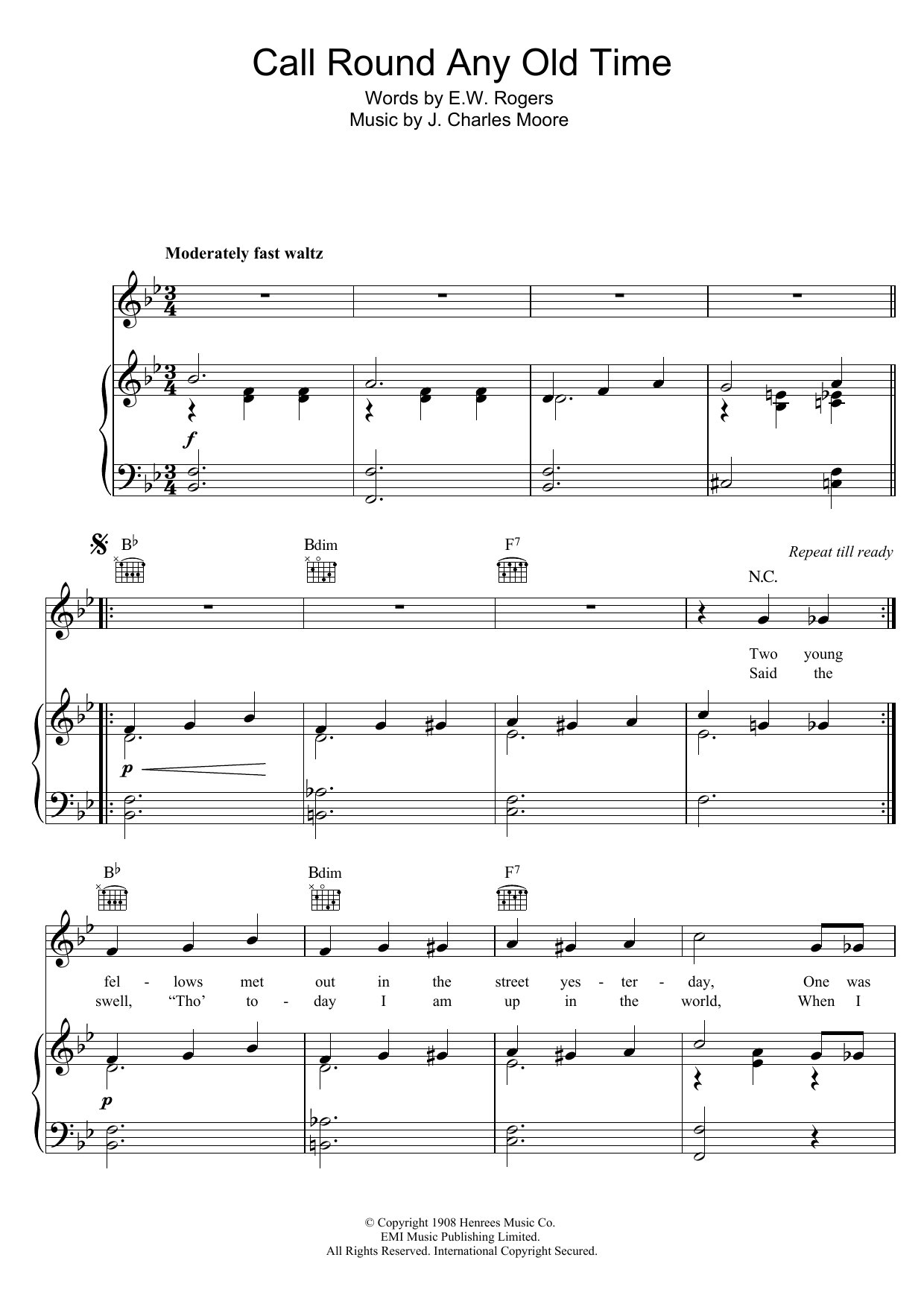 Download Victoria Monks Call Round Any Old Time Sheet Music