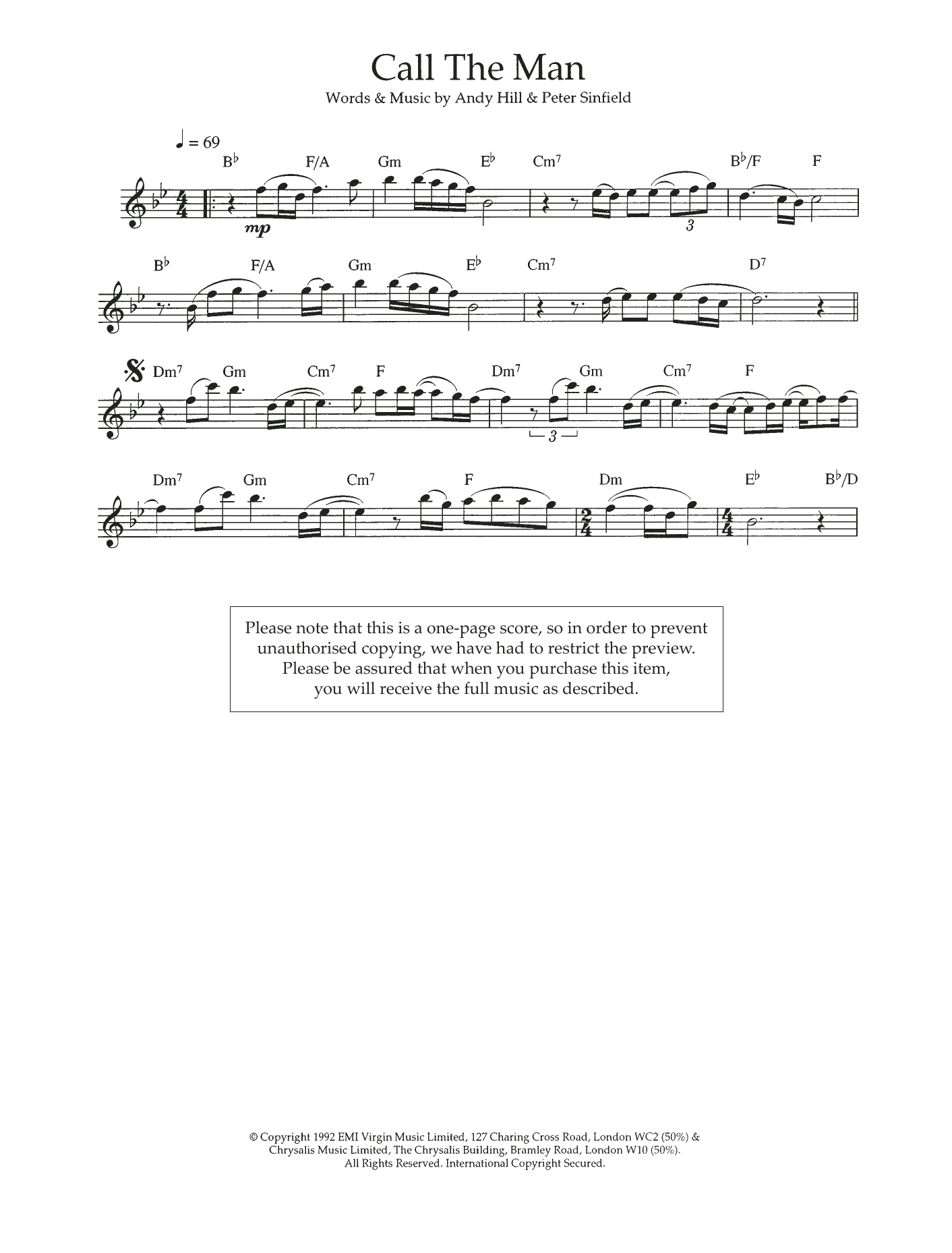 Download Celine Dion Call The Man Sheet Music