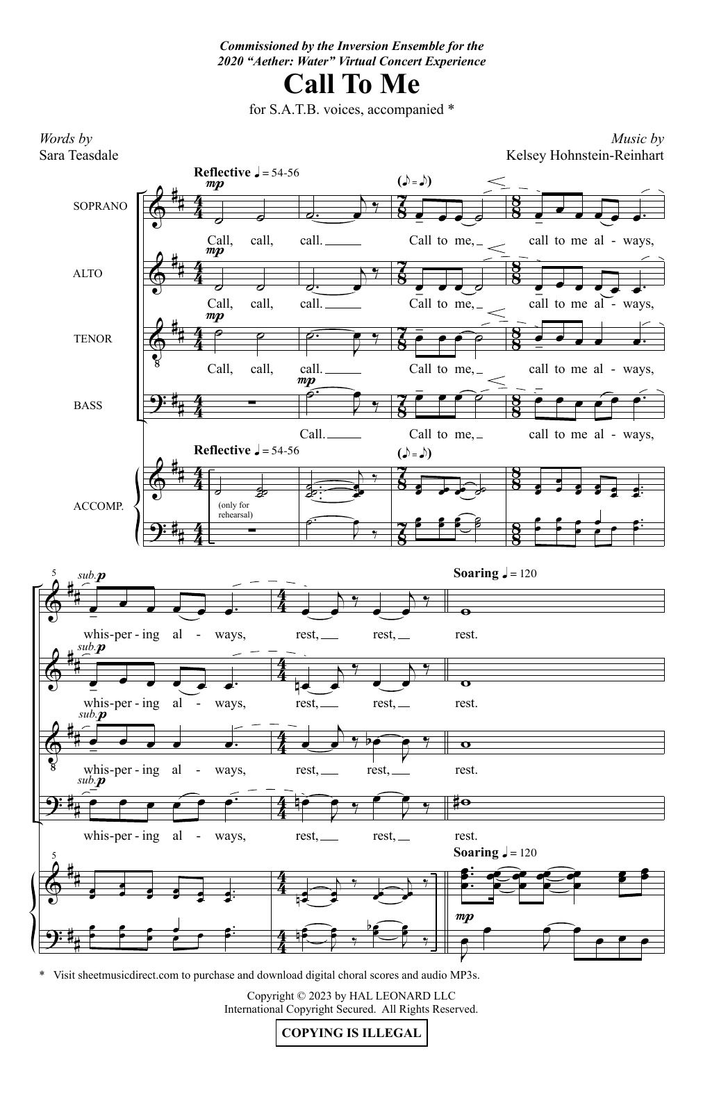 Download Kelsey Hohnstein-Reinhart Call To Me Sheet Music
