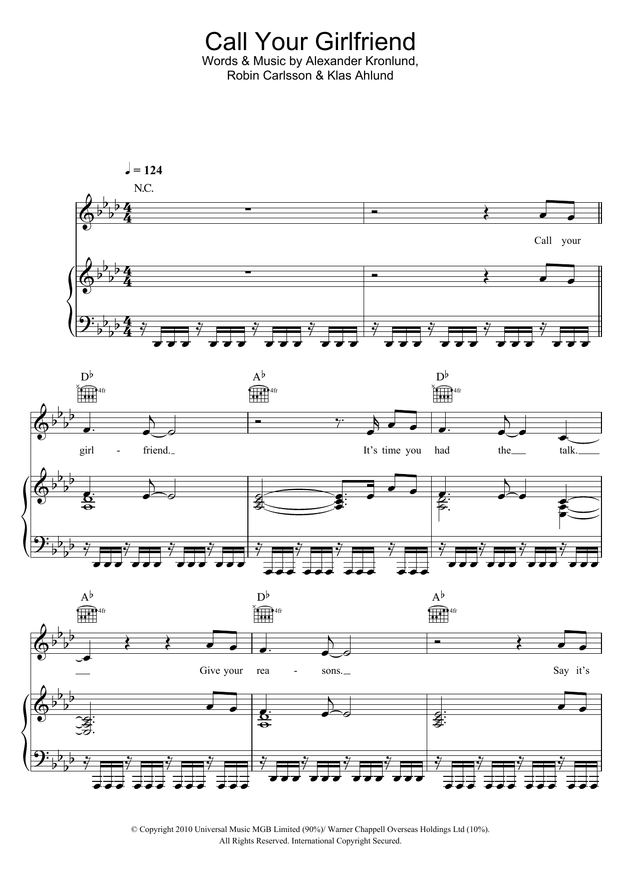 Download Robyn Call Your Girlfriend Sheet Music