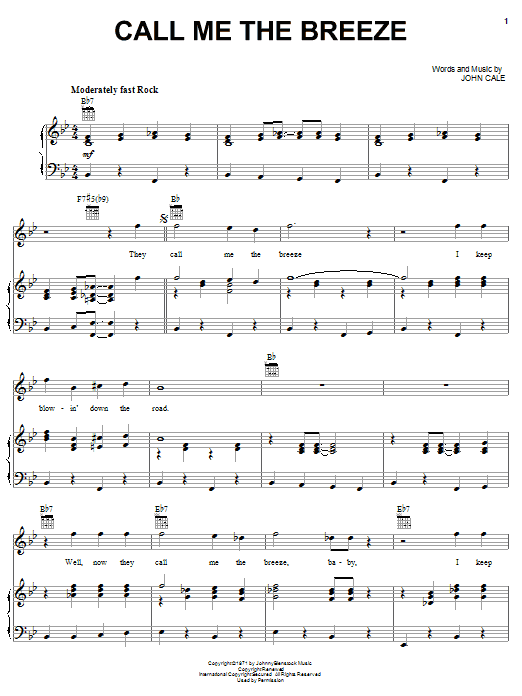 Lynyrd Skynyrd Call Me The Breeze sheet music notes printable PDF score