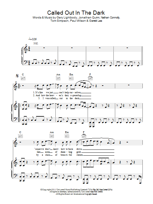 Download Snow Patrol Called Out In The Dark Sheet Music