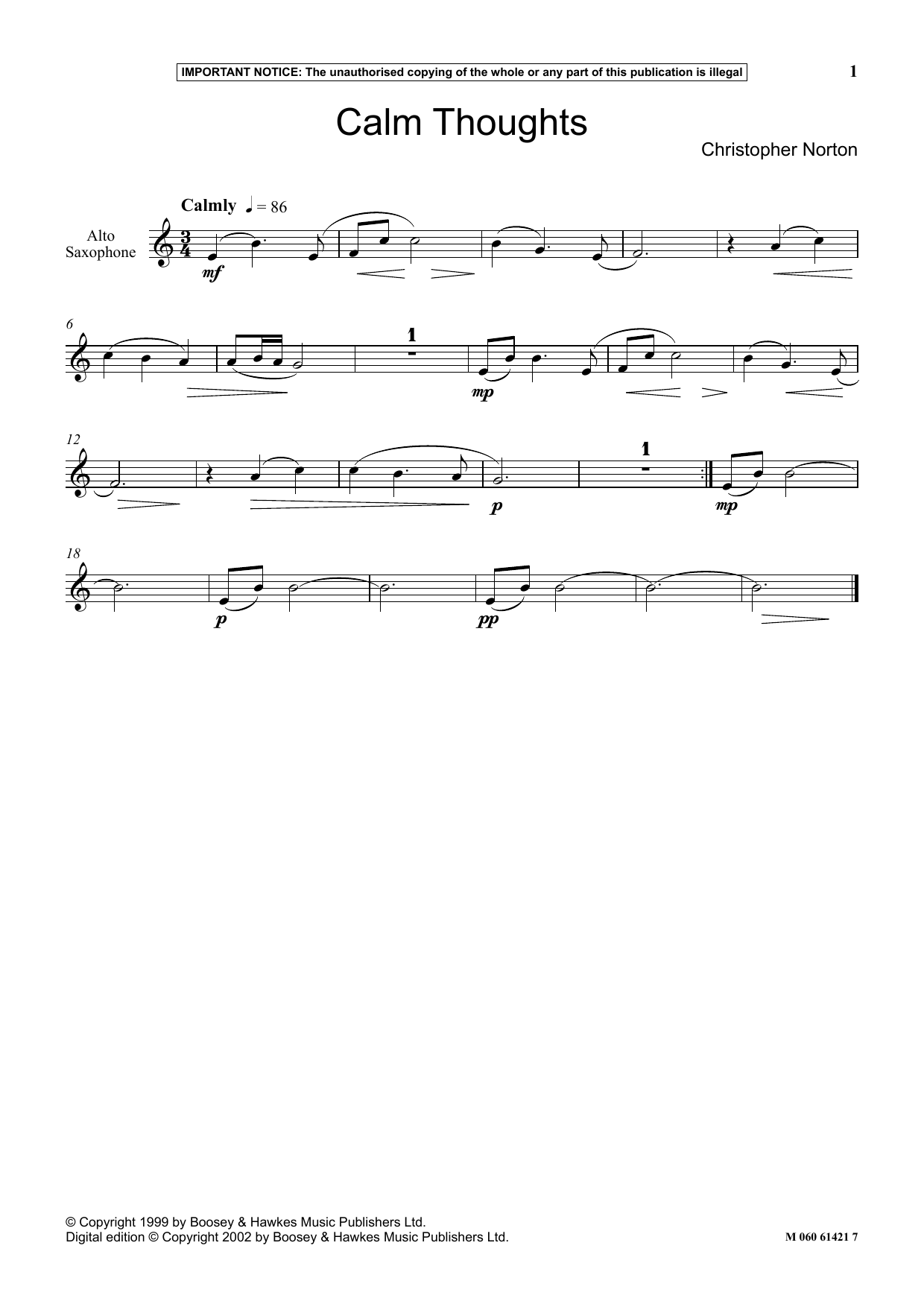 Download Christopher Norton Calm Thoughts Sheet Music