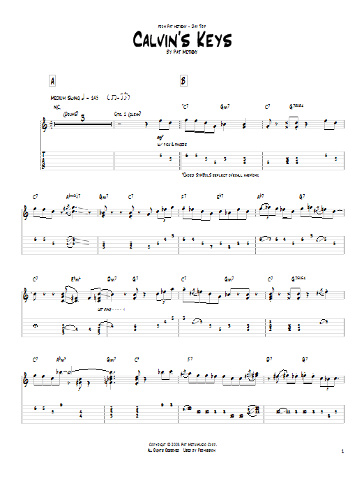 Download Pat Metheny Calvin's Keys Sheet Music