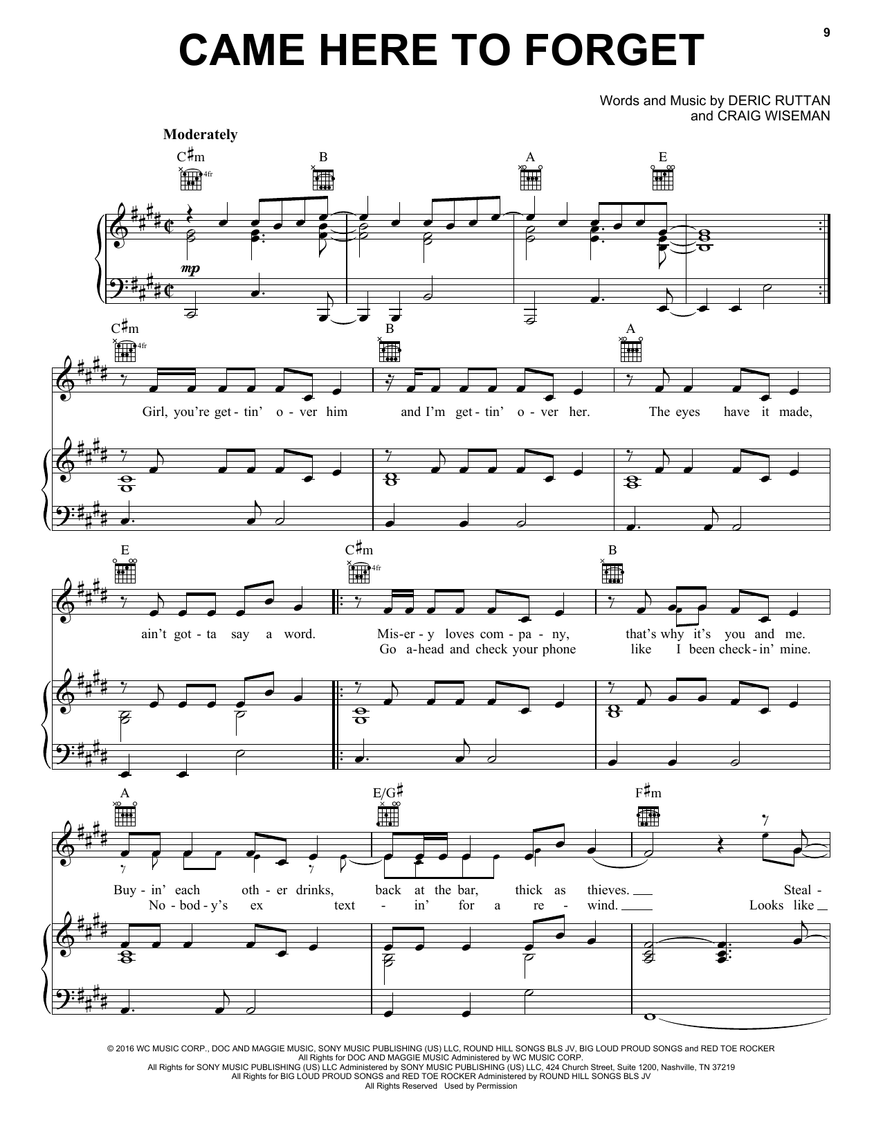 Download Blake Shelton Came Here To Forget Sheet Music