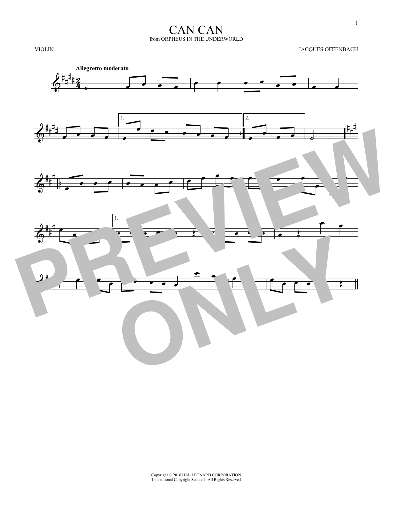 Download Jacques Offenbach Can Can Sheet Music