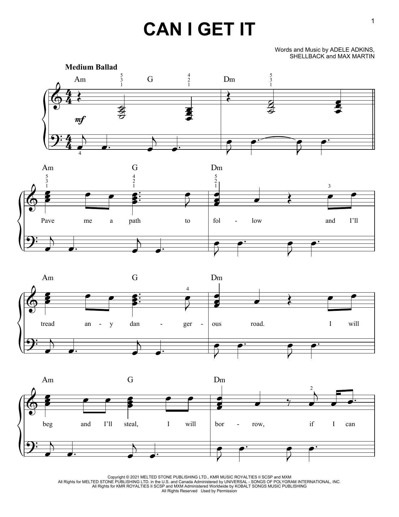 Download Adele Can I Get It Sheet Music