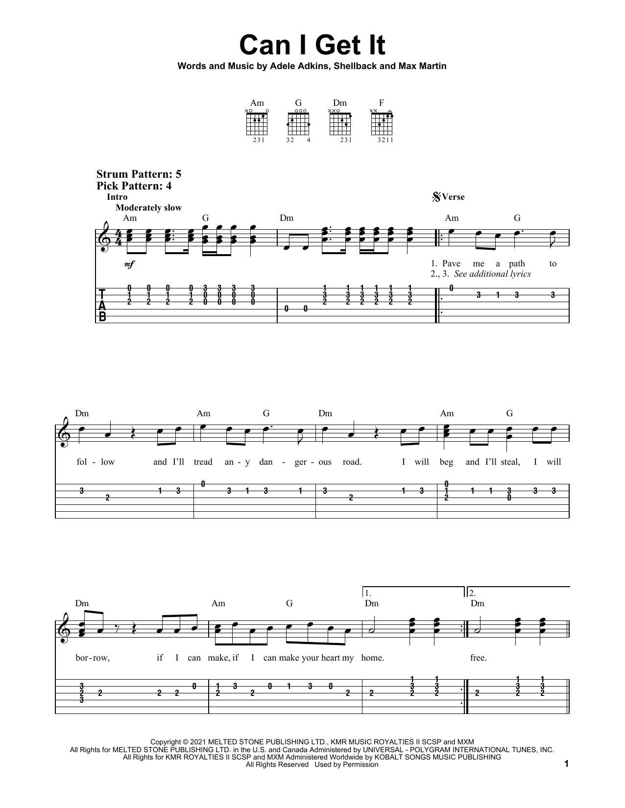 Download Adele Can I Get It Sheet Music