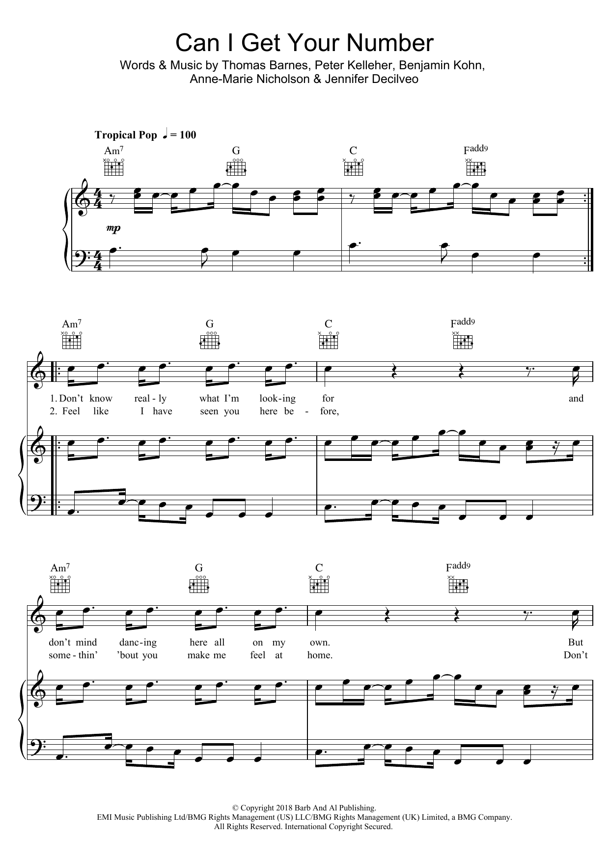 Download Anne-Marie Can I Get Your Number Sheet Music
