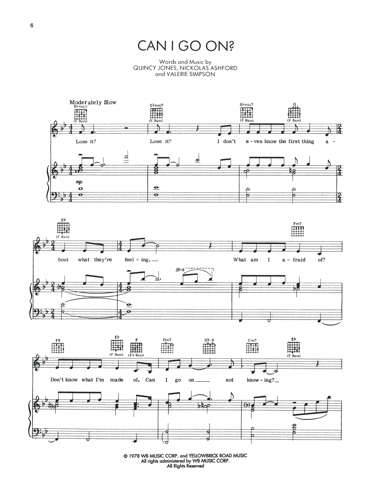 Download Nicholas Ashford and Quincy Jones Can I Go On? (from The Wiz) Sheet Music