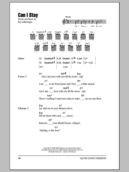 Download Ray LaMontagne Can I Stay Sheet Music