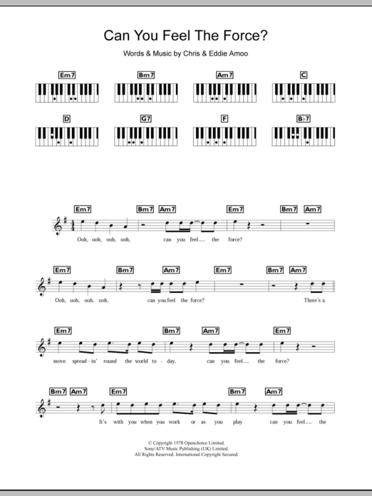 Download The Real Thing Can You Feel The Force? Sheet Music