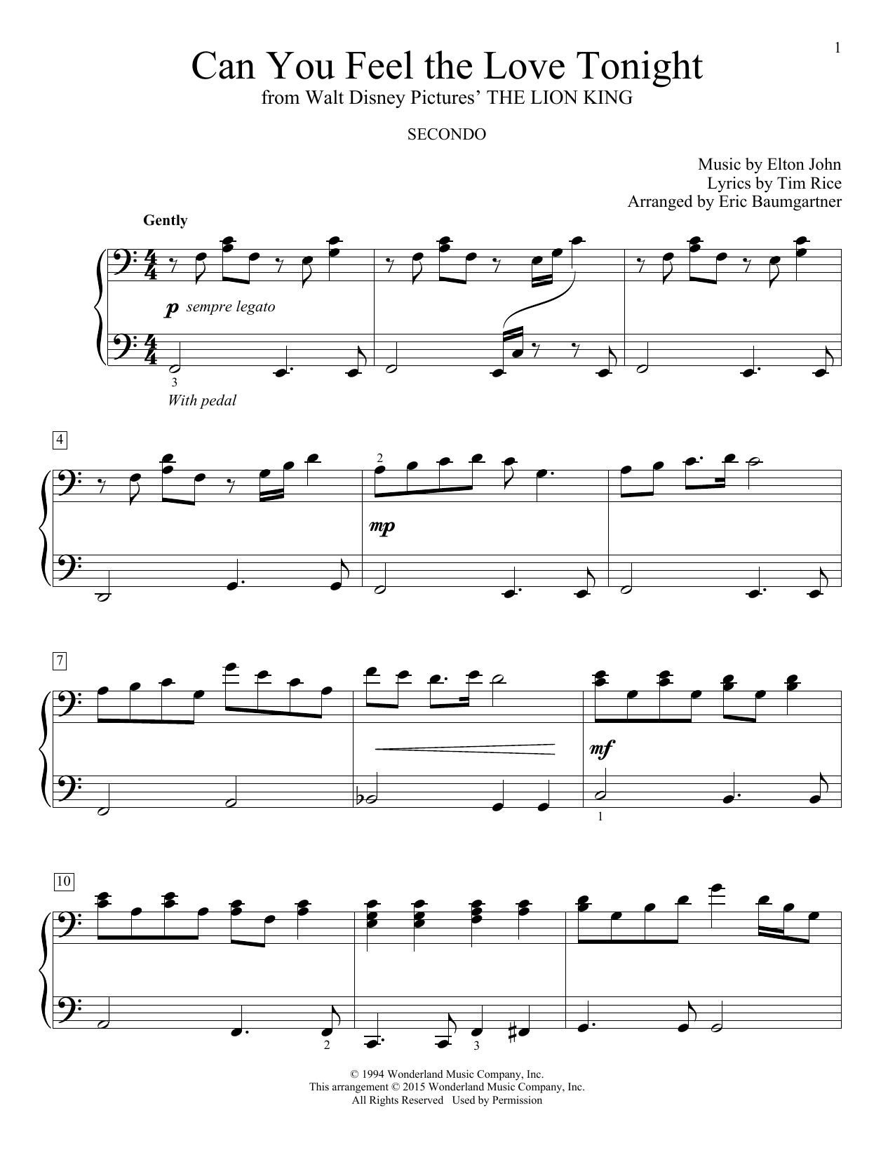 Download Eric Baumgartner Can You Feel The Love Tonight (from The Sheet Music