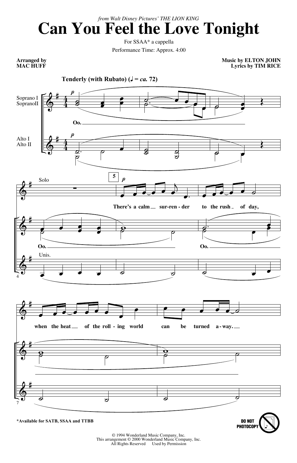 Download Elton John Can You Feel the Love Tonight (from The Sheet Music