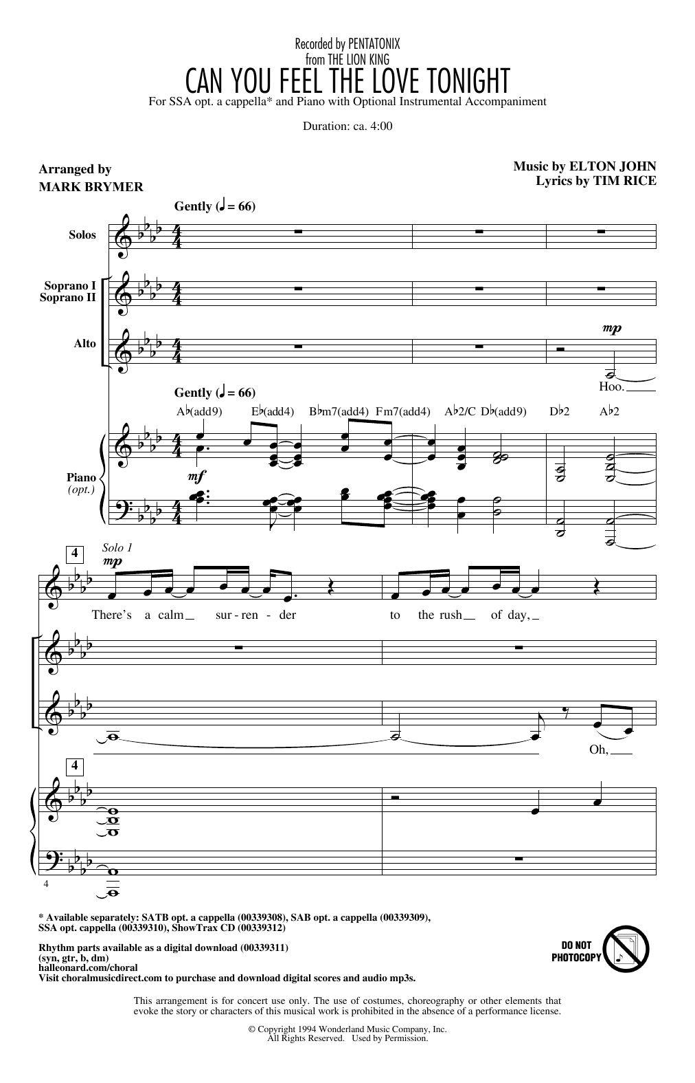 Download Pentatonix Can You Feel The Love Tonight (from The Sheet Music